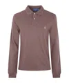 Polo Ralph Lauren Textured Knit Long-sleeve Polo With Classic Collar In Brown
