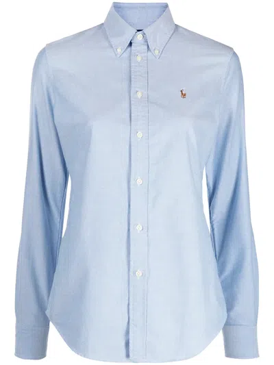 Polo Ralph Lauren Logo-embroidered Oxford Shirt In Blue