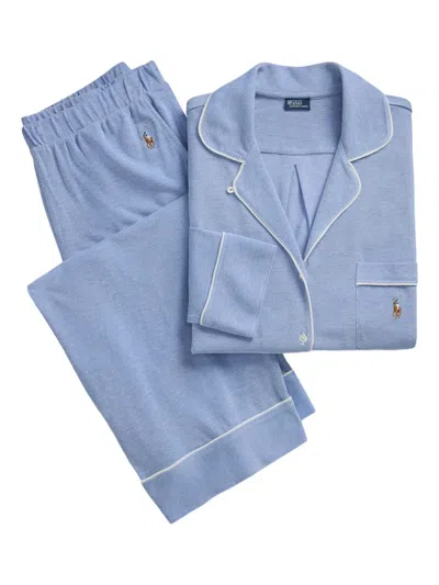 Polo Ralph Lauren Logo-embroidered Pajama Set In Blue