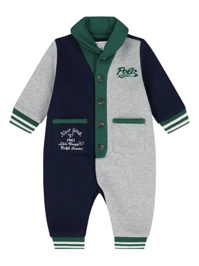 POLO RALPH LAUREN LOGO-EMBROIDERED PANELLED ROMPER