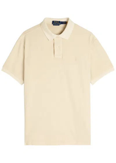 Polo Ralph Lauren Logo-embroidered Piqué Cotton Polo Shirt In Neutral
