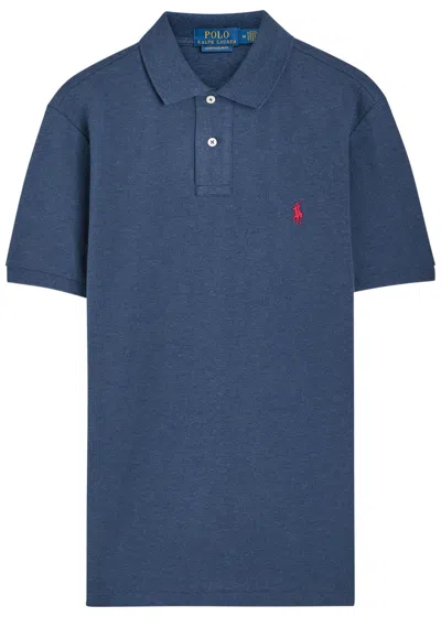 Polo Ralph Lauren Logo-embroidered Piqué Cotton Polo Shirt In Blue