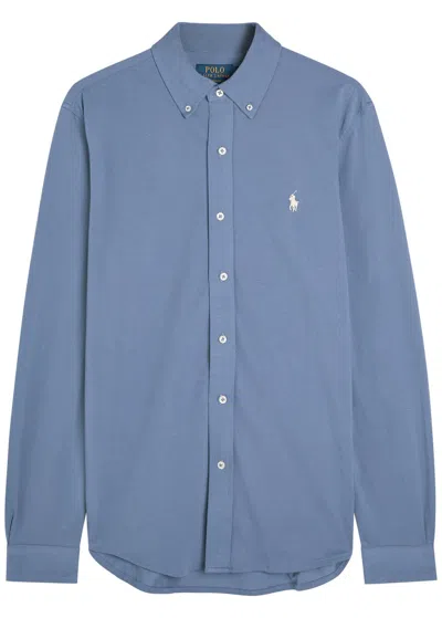 Polo Ralph Lauren Logo-embroidered Piqué Cotton Shirt In Blue