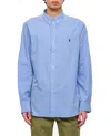 Polo Ralph Lauren Logo Embroidered Plaid Shirt In Sky Blue