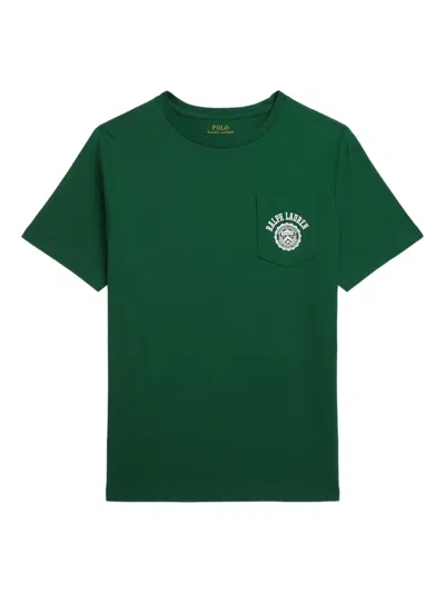 Polo Ralph Lauren Kids' Logo-embroidered Pocket T-shirt In Green