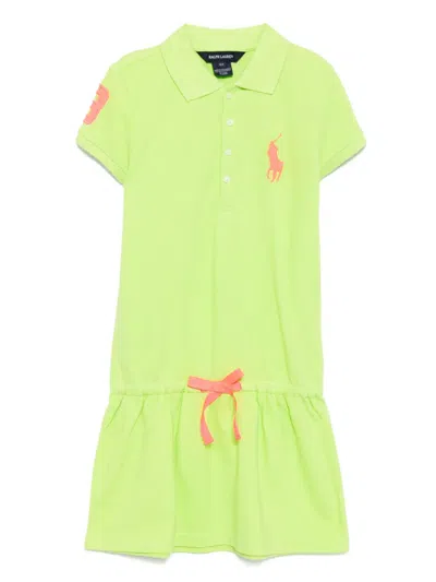 Polo Ralph Lauren Kids' Logo-embroidered Polo Dress In Green