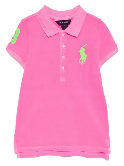Polo Ralph Lauren Kids' Logo-embroidered Polo Dress In Pink