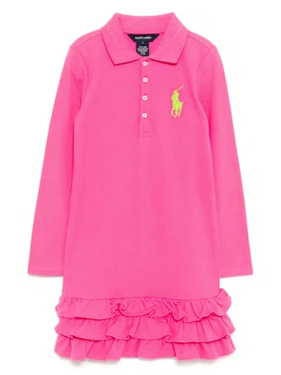 Polo Ralph Lauren Kids' Logo-embroidered Polo Dress In Pink