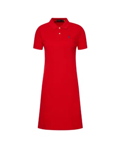 Polo Ralph Lauren Logo Embroidered Polo Neck Dress In Red