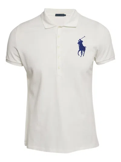 Pre-owned Polo Ralph Lauren Logo-embroidered Polo Shirt In White