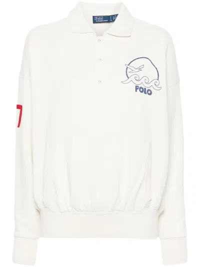 Polo Ralph Lauren Logo-embroidered Polo Sweatshirt In Orange