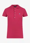 Polo Ralph Lauren Dark Pink Pony Logo-embroidered Polo Shirt In Pink