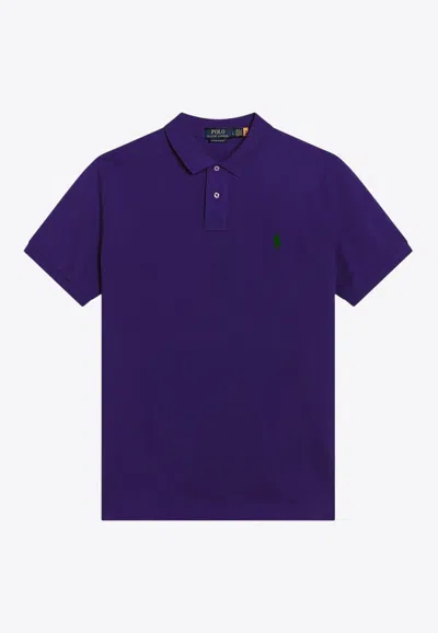 Polo Ralph Lauren Logo Embroidered Polo T-shirt In Purple
