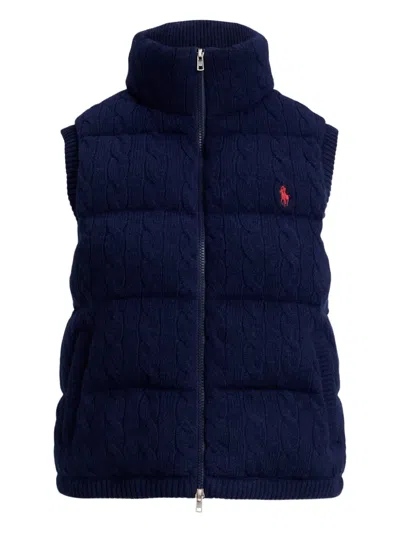 Polo Ralph Lauren Logo-embroidered Puffer Gilet In Blue