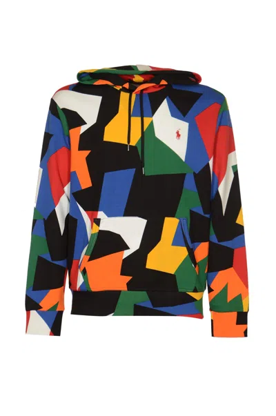 Polo Ralph Lauren Logo Embroidered Puzzle Patterned Hoodie In Multicolor