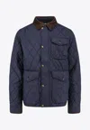 Polo Ralph Lauren 'the Beaton' Blue Jacket With Corduroy Collar And Logo Patch On The Sleeve In Tech Fabric Man In Blue