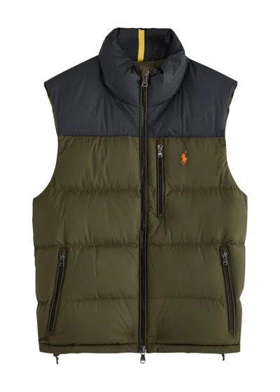 Polo Ralph Lauren Logo-embroidered Quilted Shell Gilet In Green