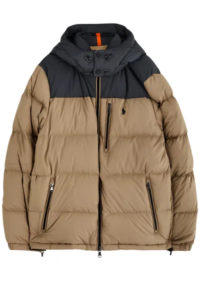 Polo Ralph Lauren Logo-embroidered Quilted Shell Jacket In Beige