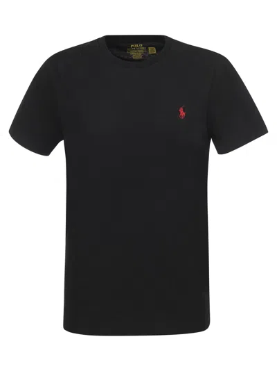 Polo Ralph Lauren Logo Embroidered Regular T-shirt In Black