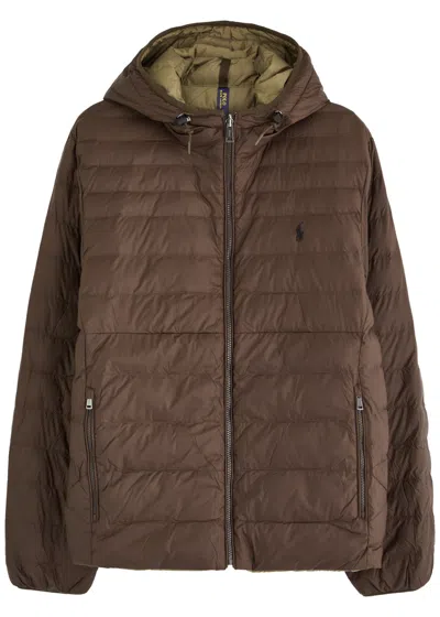 Polo Ralph Lauren Logo-embroidered Reversible Quilted Shell Jacket In Beige