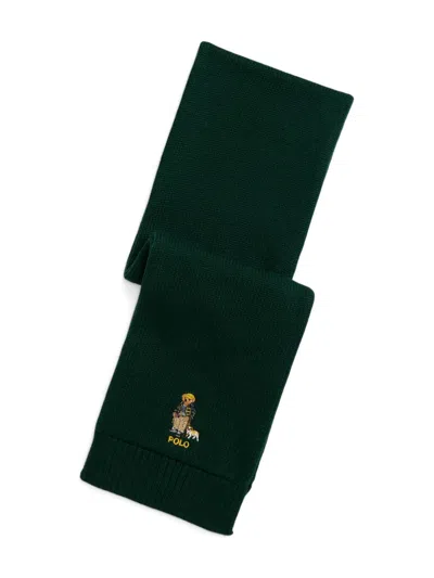 Polo Ralph Lauren Logo刺绣罗纹围巾 In Green