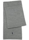 Polo Ralph Lauren Logo-embroidered Ribbed Wool Scarf In Grey