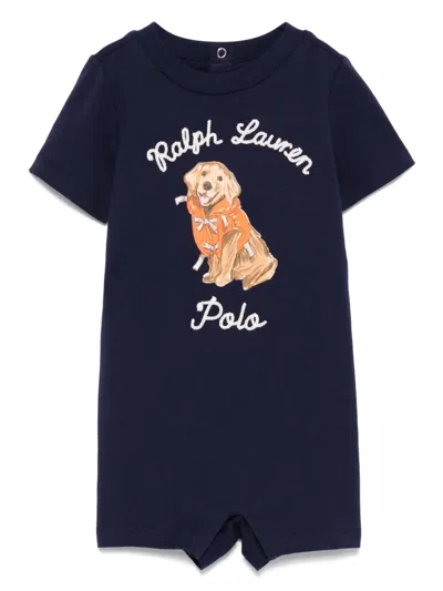 Polo Ralph Lauren Babies' Logo-embroidered Romper In Blue