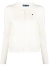 Polo Ralph Lauren Button-up Cardigan With Drawstring Hem And Fine Knit Texture In Nude