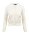 Polo Ralph Lauren Button-up Cardigan With Drawstring Hem And Fine Knit Texture In White