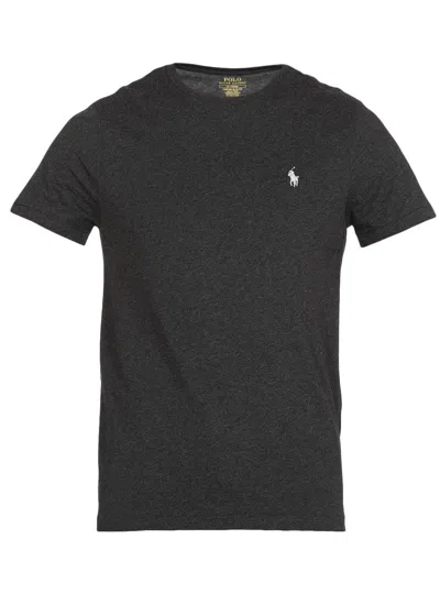 Polo Ralph Lauren Logo Embroidered Round Neck T-shirt In Black