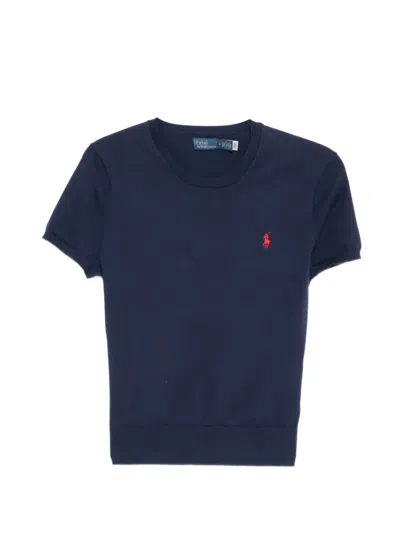 Polo Ralph Lauren Logo-embroidered Knit Top In Blue