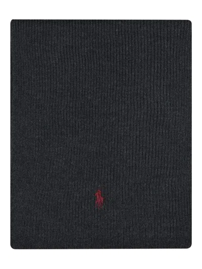 Polo Ralph Lauren Logo-embroidered Scarf In Black