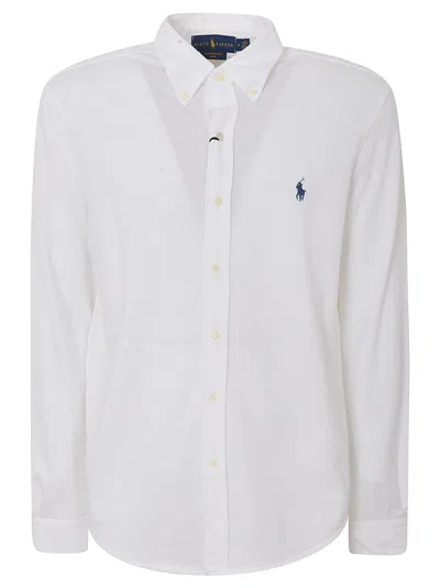 Polo Ralph Lauren Long-sleeved Button-down Shirt With Tailored Fit In White