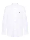 Polo Ralph Lauren Long-sleeve Button-up Shirt With Pointed Collar And Embroidered Logo In White