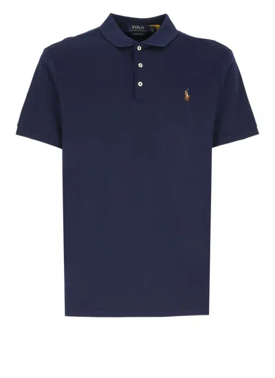 Polo Ralph Lauren Logo Embroidered Short Sleeevd Polo Shirt In Navy