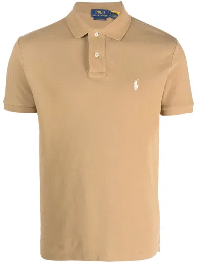 Polo Ralph Lauren Logo-embroidered Short-sleeve Polo In Neutrals