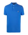 Polo Ralph Lauren Logo Embroidered Short-sleeved Polo Shirt In Blue