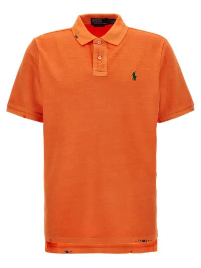 Polo Ralph Lauren Logo Embroidered Short Sleeved Polo Shirt In Orange