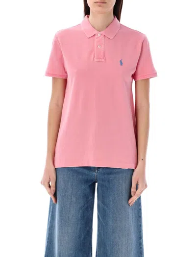 Polo Ralph Lauren Logo Embroidered Short Sleeved Polo Shirt In Pink