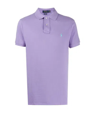 Polo Ralph Lauren Logo Embroidered Shortsleeved Polo Shirt In Purple
