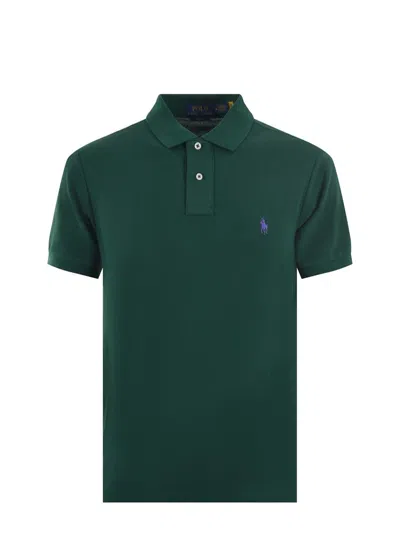 Polo Ralph Lauren Logo Embroidered Slim Fit Polo Shirt In Green