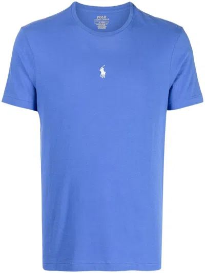Polo Ralph Lauren Logo-embroidered Slim Fit T-shirt In Blue