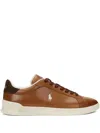 Polo Ralph Lauren Logo-embroidered Sneakers In Brown
