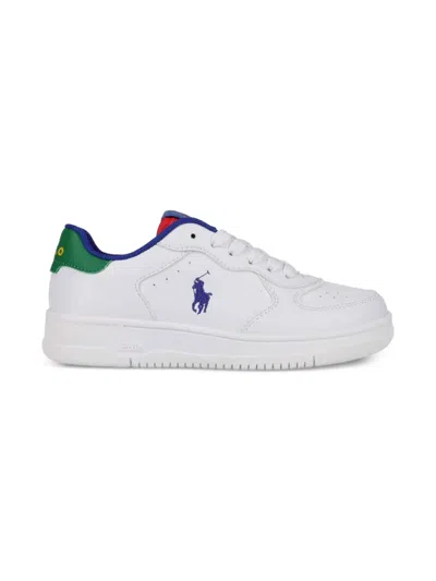Polo Ralph Lauren Kids' Masters Court Faux-leather Sneaker In White/royal