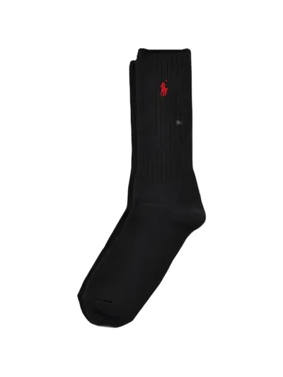 Polo Ralph Lauren Logo-embroidered Socks In Black