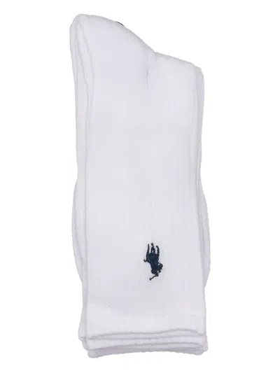 Polo Ralph Lauren Logo-embroidered Socks (set Of Three) In White