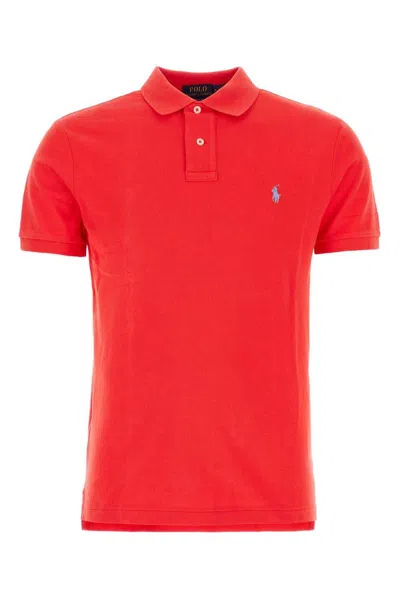 Polo Ralph Lauren Logo-embroidered Straight Hem Polo Shirt In Red