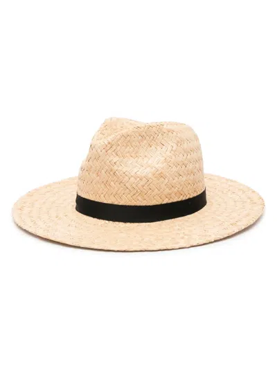 Polo Ralph Lauren Logo-embroidered Straw Fedora Hat In Neutrals