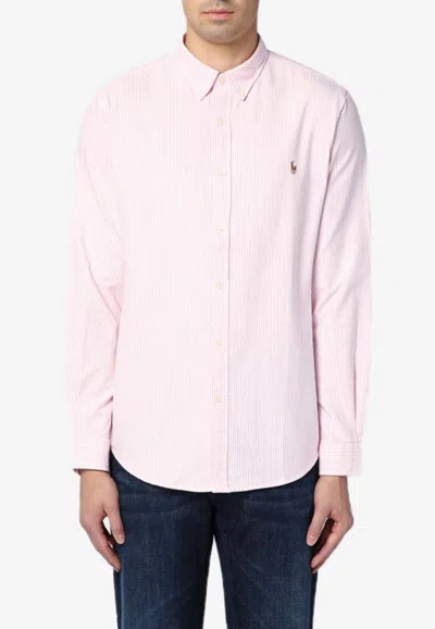 POLO RALPH LAUREN LOGO-EMBROIDERED STRIPED OXFORD SHIRT