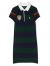 Polo Ralph Lauren Logo-embroidered Striped Polo Dress In Blue